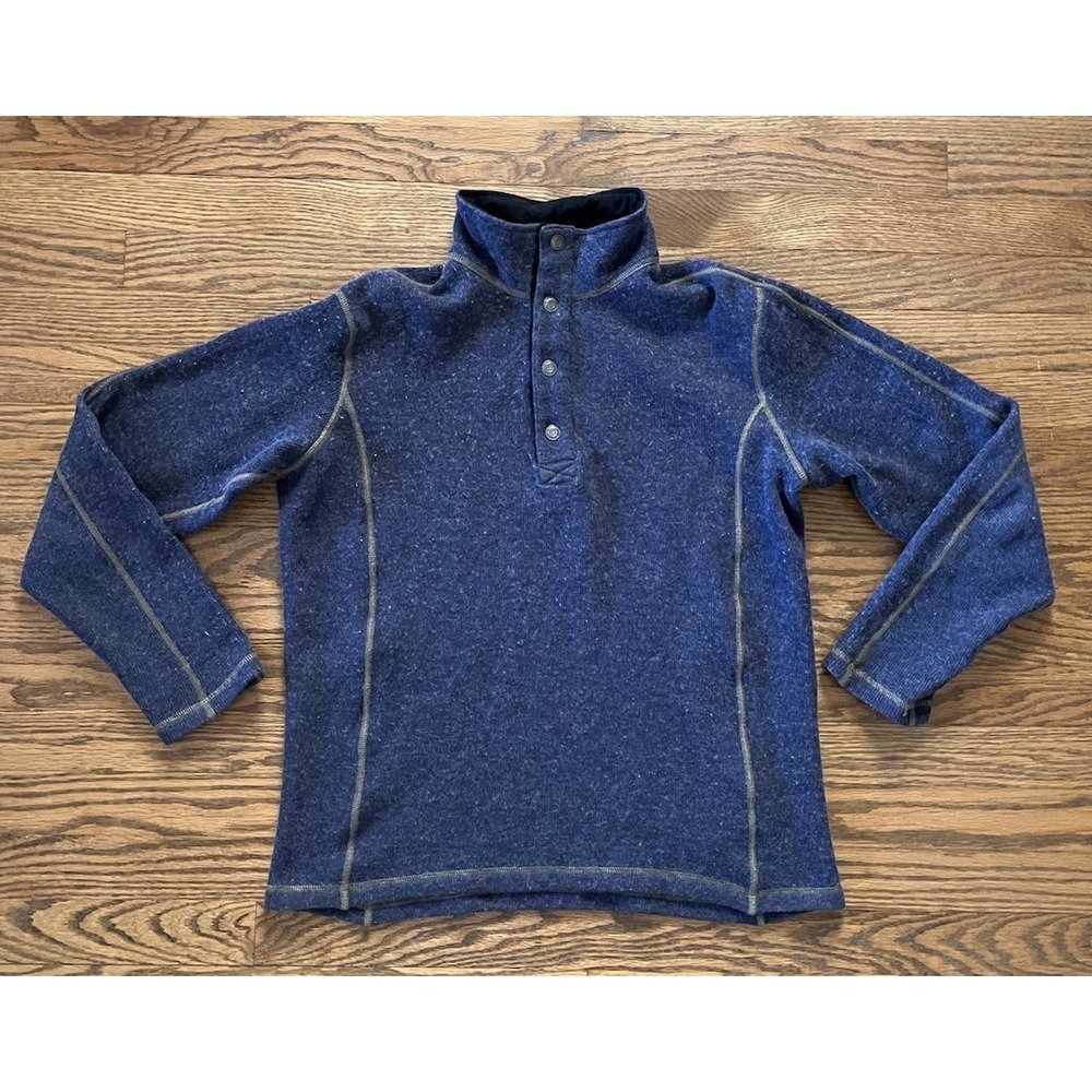 ExOfficio Gray Snap Front Pullover Wool Blend Men's Medium‎ Fleece Jacket
